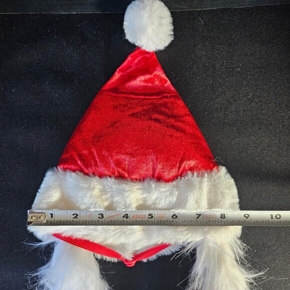 Pet Santa Claus Hat With Attached White Fur Beard Pet Christmas Hat - Picture 5 of 5